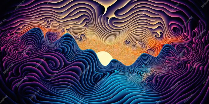 2000x1200 Premium Photo | Surreal colorful spinning dark wallpaper with abstract wavy  shapes