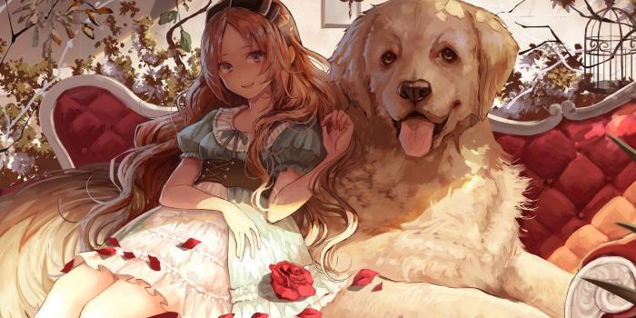 5120x2160 Anime Girl with Dog 4K Wallpaper #147