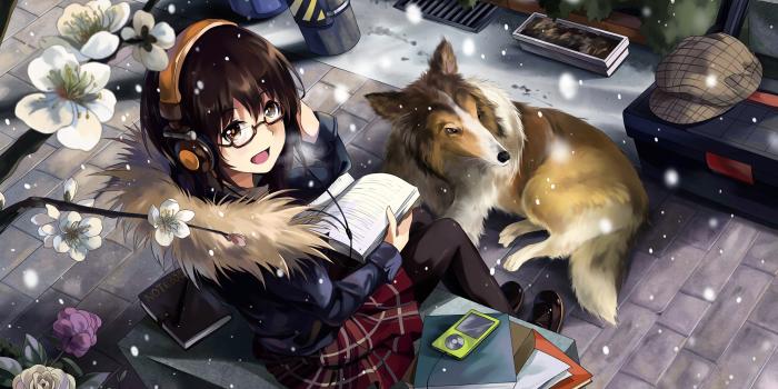 3840x2160 Anime Girl Snowing Dog 4K Wallpaper #82