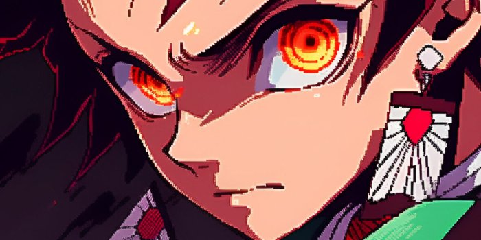 1181x2560 Intense Pixelated Tanjiro Kamado Wallpapers - Anime Wallpapers