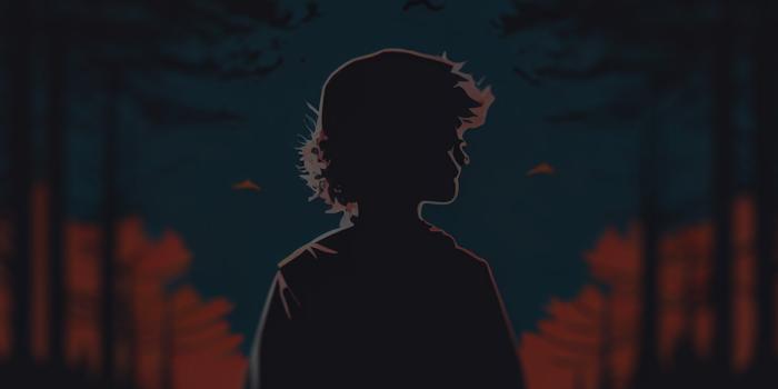 1183x2560 Boy in Forest Dark Aesthetic Wallpaper