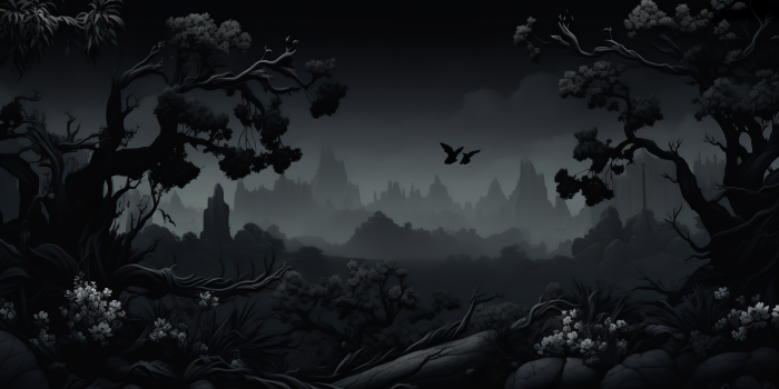 2563x1436 Black Landscape, Dark Nature Wallpaper