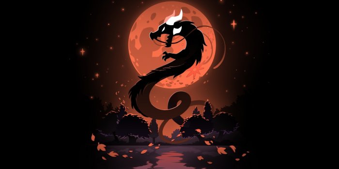 1280x800 Dragon Wallpaper 4K, Blood Moon, Silhouette, Night, 5K