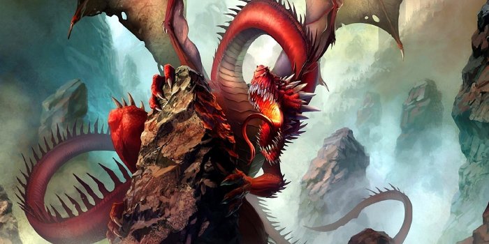 1920x1200 Red dragon on the rocky hill wallpaper - Fantasy wallpapers - #45471