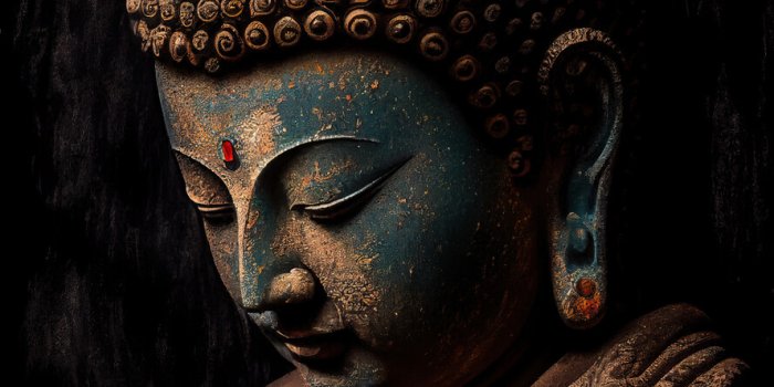 889x1299 Portrait of a bronze Buddha Wall Mural | Buy online at Europosters