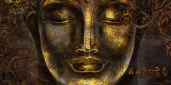 2000x1528 Buddhist Art Gold Style 3D Look Buddha Wallpaper Mural • Wallmur®