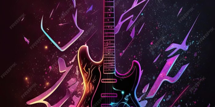 1334x2000 Premium Photo | Abstract neon light electric guitar artwork design digital  art wallpaper glowing space background generative ai