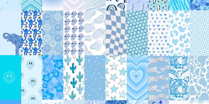 2700x2250 98pcs Blue Preppy Collage Kit