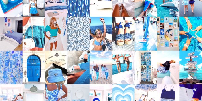 2048x2048 100 Blue Preppy Photo Collage Kit digital Download - Etsy Sweden