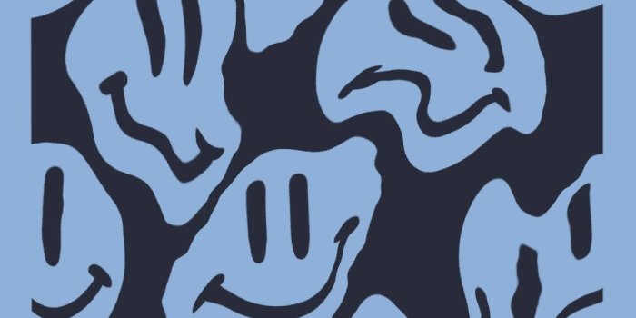 1080x1920 Download Preppy Smiley Face Warped Blue Pattern Wallpaper | Wallpapers.com