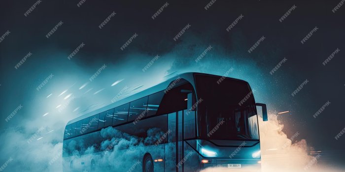 2000x1333 Premium Photo | Travel by bus or train at night weather conditions and fog  double exposure abstract background digital illustration