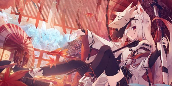 1500x1121 Download Kitsune Girl With Katana Wallpaper | Wallpapers.com