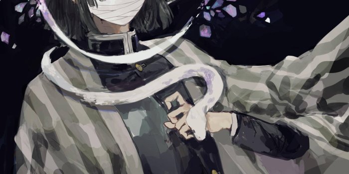 1800x1800 Download Obanai Iguro Dark Grey Outfit Wallpaper | Wallpapers.com