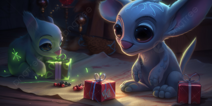 1200x673 Two Disney Lilo And Stitch Playing With Gifts Background, Stitch Christmas  Pictures, Stitch, Texture Background Image And Wallpaper for Free Download