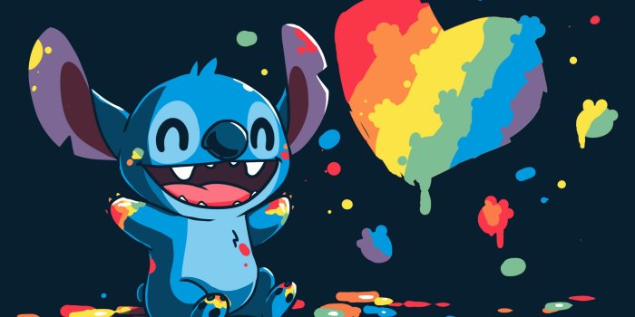 2560x2560 Stitch Wallpaper 4K, Love heart, Illustration, Rainbow