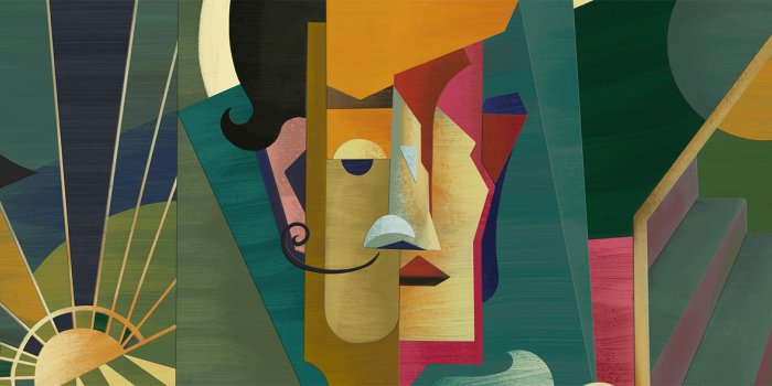 1600x589 Abstract Picasso Pattern Wall Mural | Ever Wallpaper UK