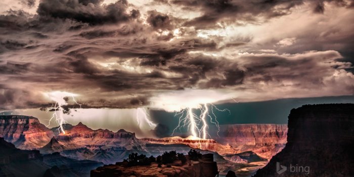 1920x1200 Lightning storm over Grand Canyon National Park, Arizona - Bing Wallpapers  - Sonu Rai