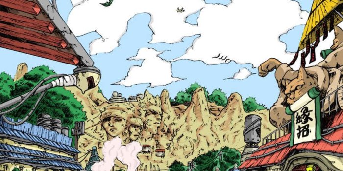 900x1299 Download Naruto Konoha Village Graphic Art Wallpaper | Wallpapers.com