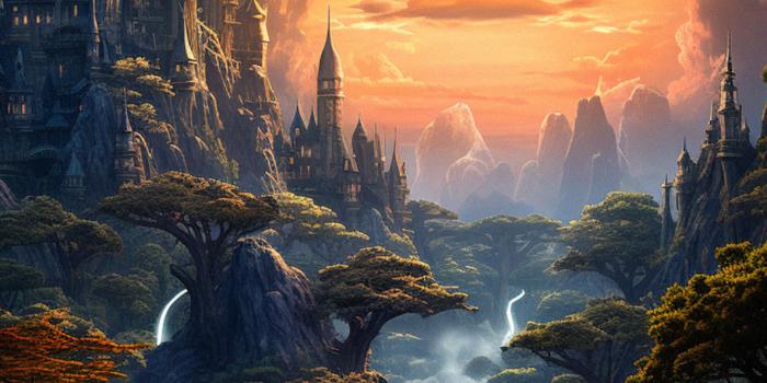 1183x2560 Sun & Elven Castle Landscape Wallpapers - Fantasy Wallpaper 4k