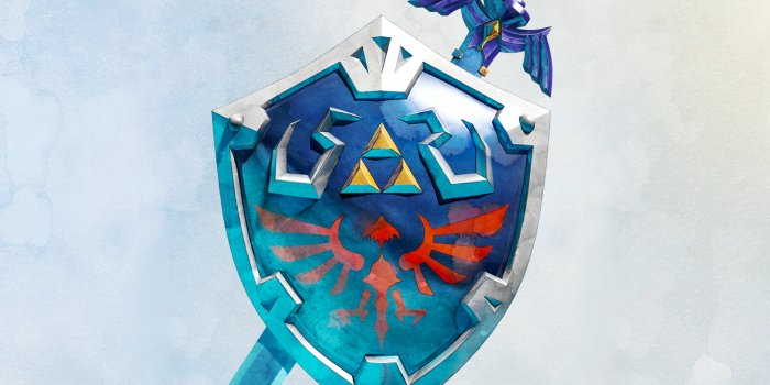 1668x2388 The Legend of Zelda: Skyward Sword - Hylian Shield and Master Sword  Wallpaper - Cat with Monocle