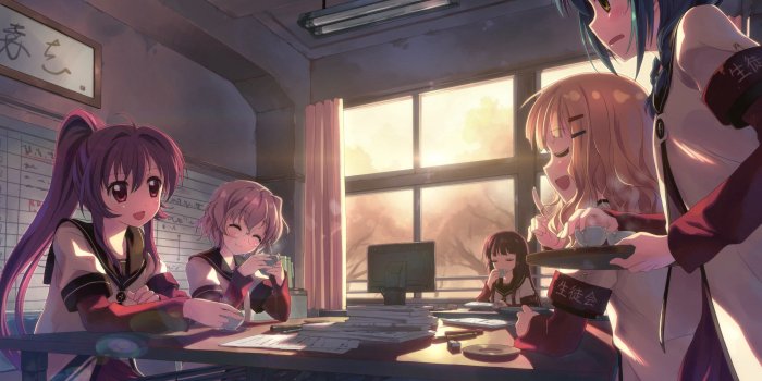 2560x1440 Sugiura Ayano, schoolgirls, Yuru Yuri, Furutani Himawari, Ikeda Chitose,  anime girls - wallpaper #158098 (2560x1440px) on Wallls.com