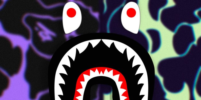 1183x2560 BAPE Wallpaper with Shark Face on Camo Background - Wallpapers Clan