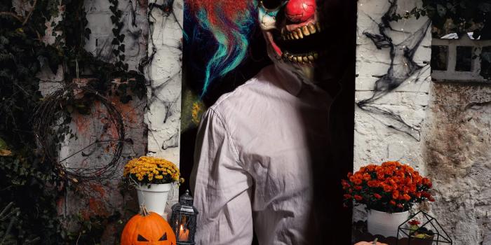 1600x1600 Amazon.com: Evil Clown Ghost Door Cover Halloween Door Decorations 79 x 35  Inches Scary Clown Ghost Window Decals Creepy Photo Posters Banner Backdrop  Halloween Wallpaper Sticker for Door Window (Clown) : Tools