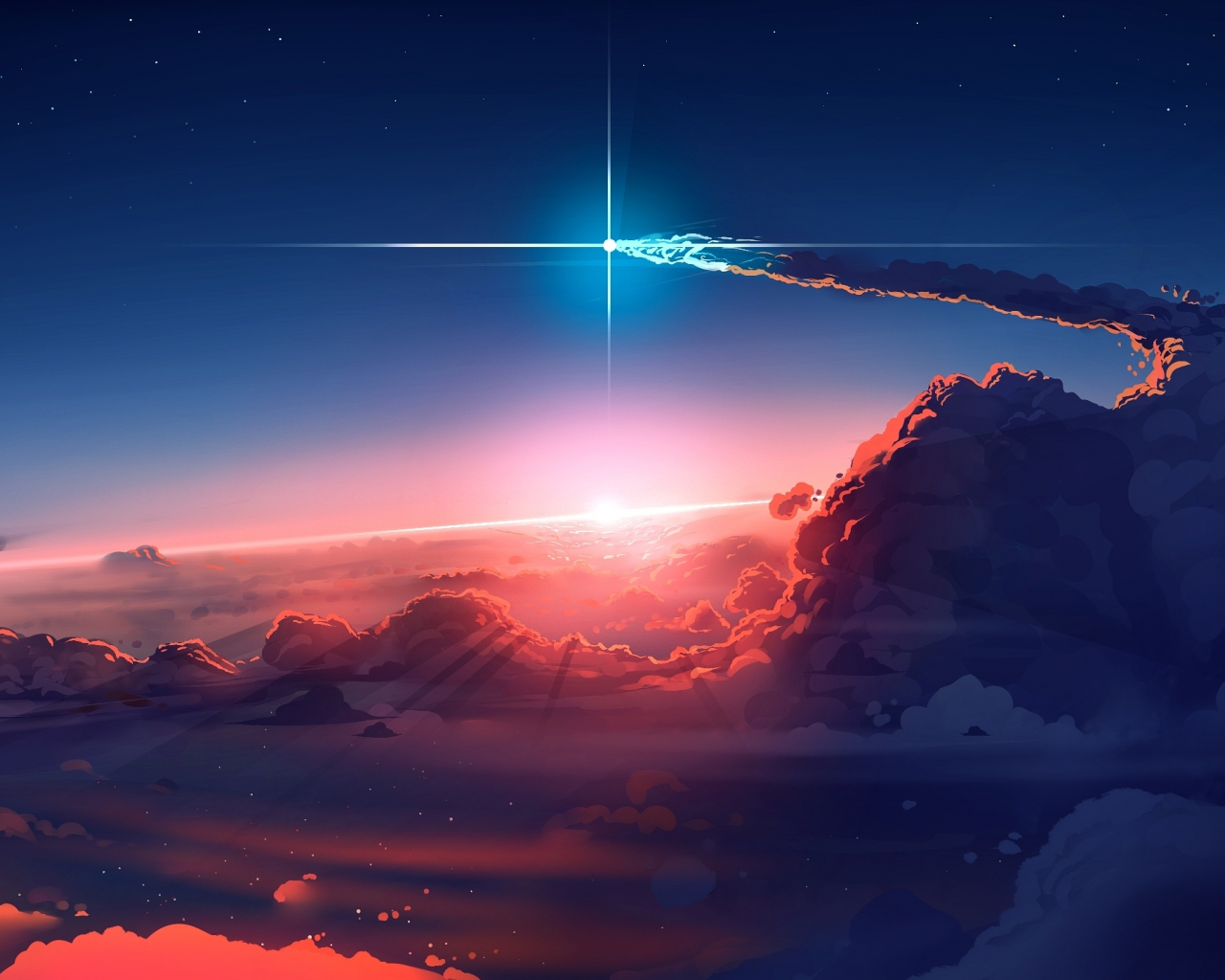 1280x1024 Download wallpaper 1280x1024 clouds, sky, anime, standard 5:4 fullscreen  wallpaper, 1280x1024 hd background, 24784