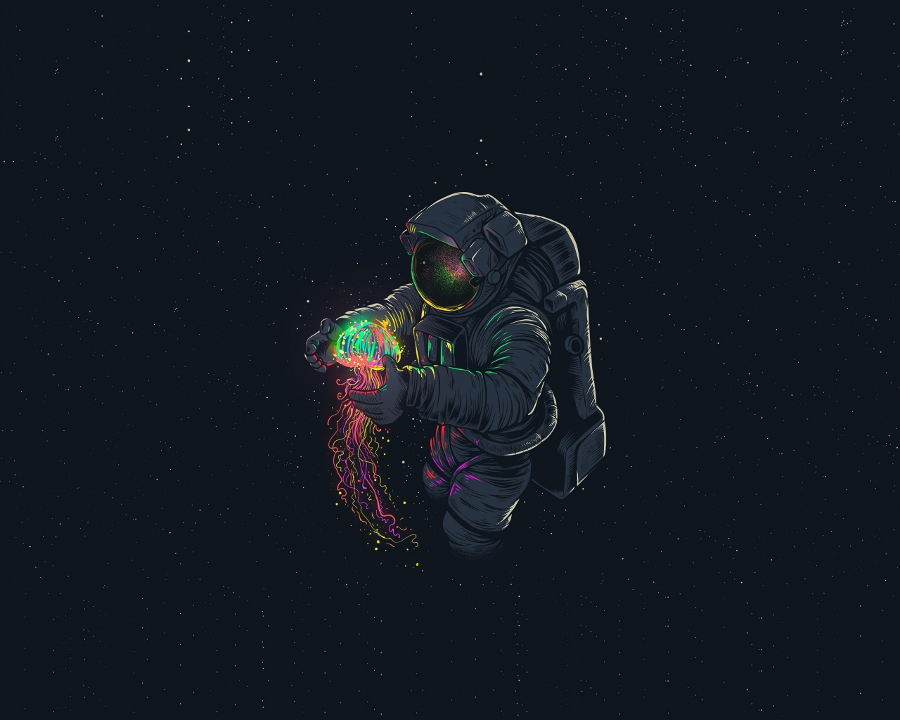 1280x1024 Download wallpaper 1280x1024 jellyfish and astronaut, fantasy, minimal,  standard 5:4 fullscreen wallpaper, 1280x1024 hd background, 22744