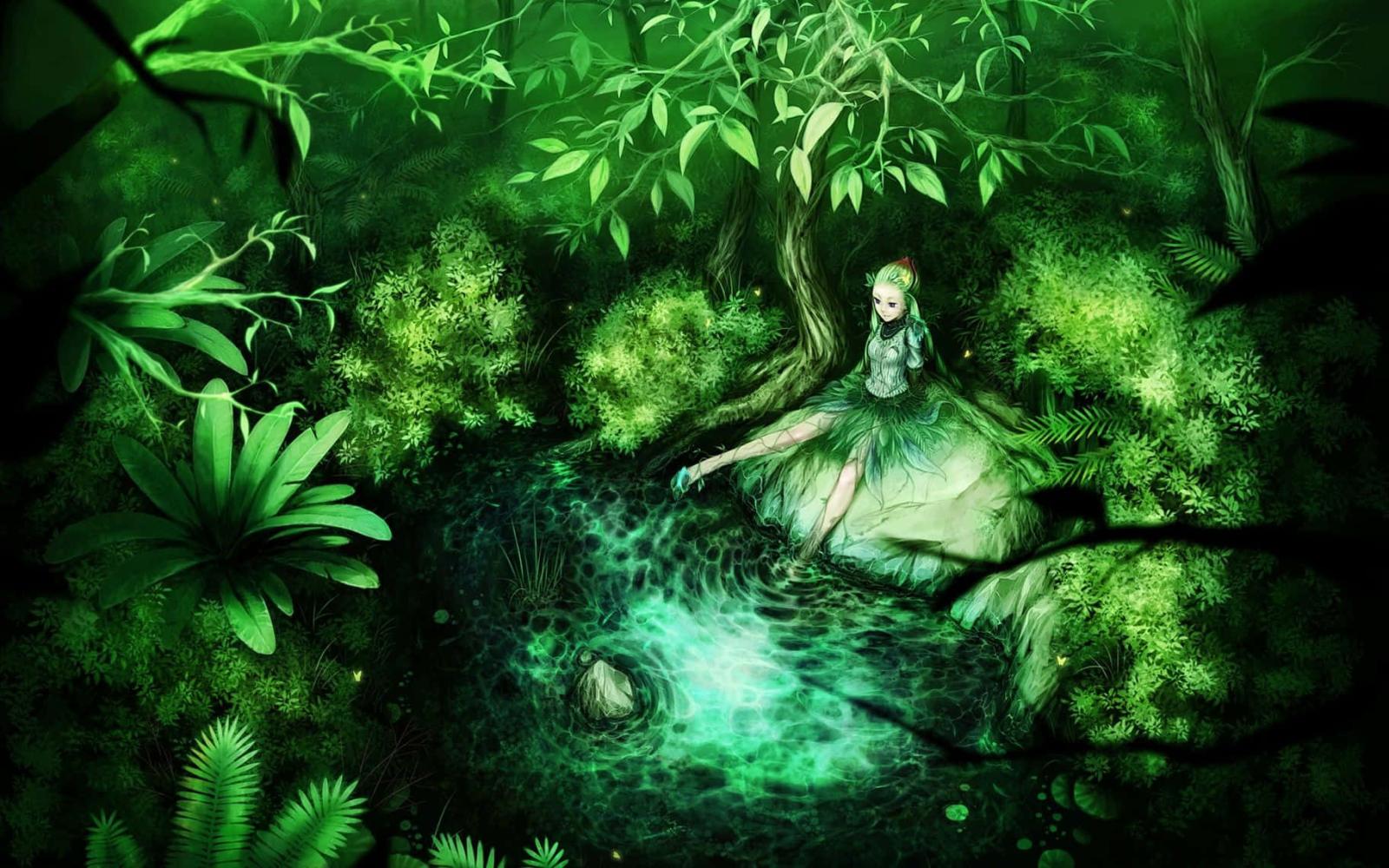 1824x1140 100+] Green Anime Wallpapers | Wallpapers.com