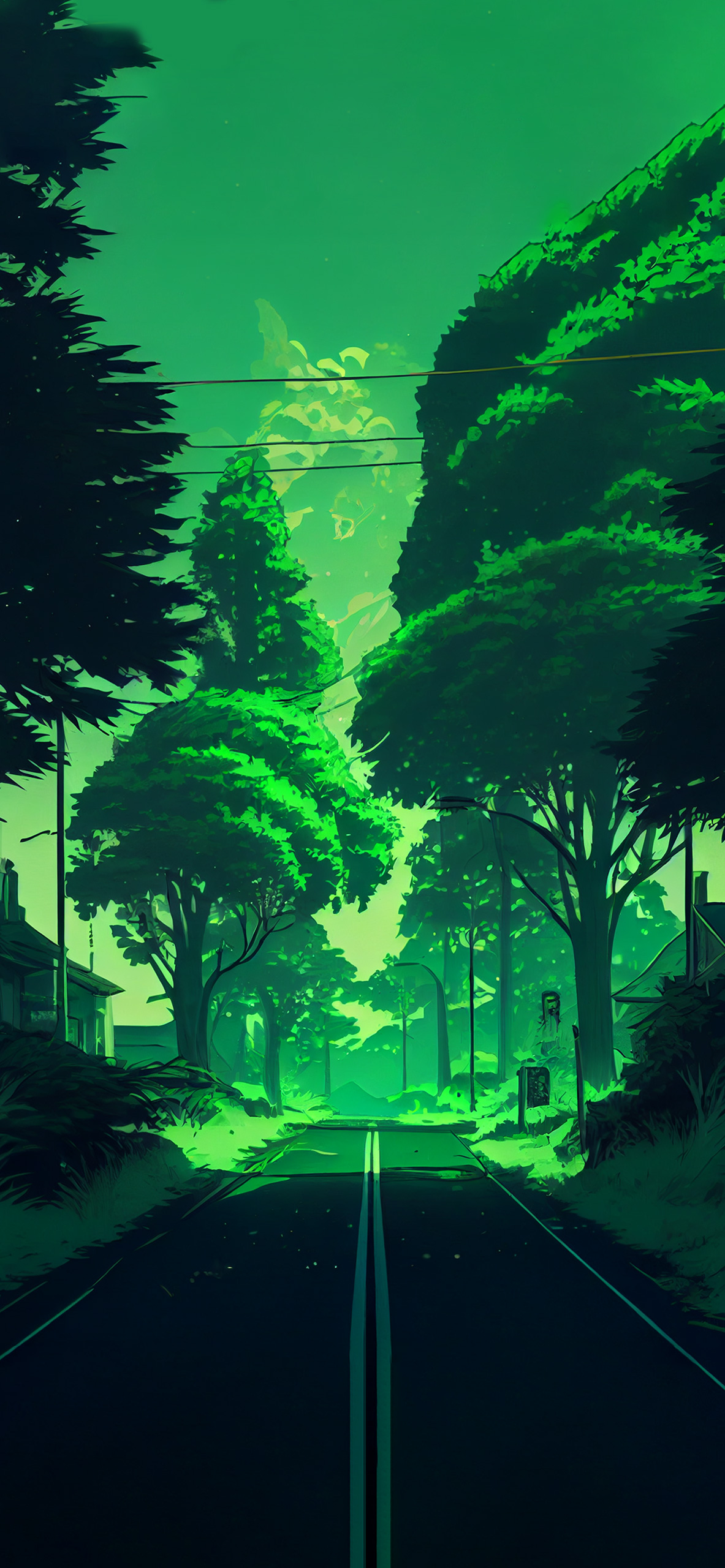 1183x2560 Green Aesthetic Anime Background Wallpapers - Green Wallpapers