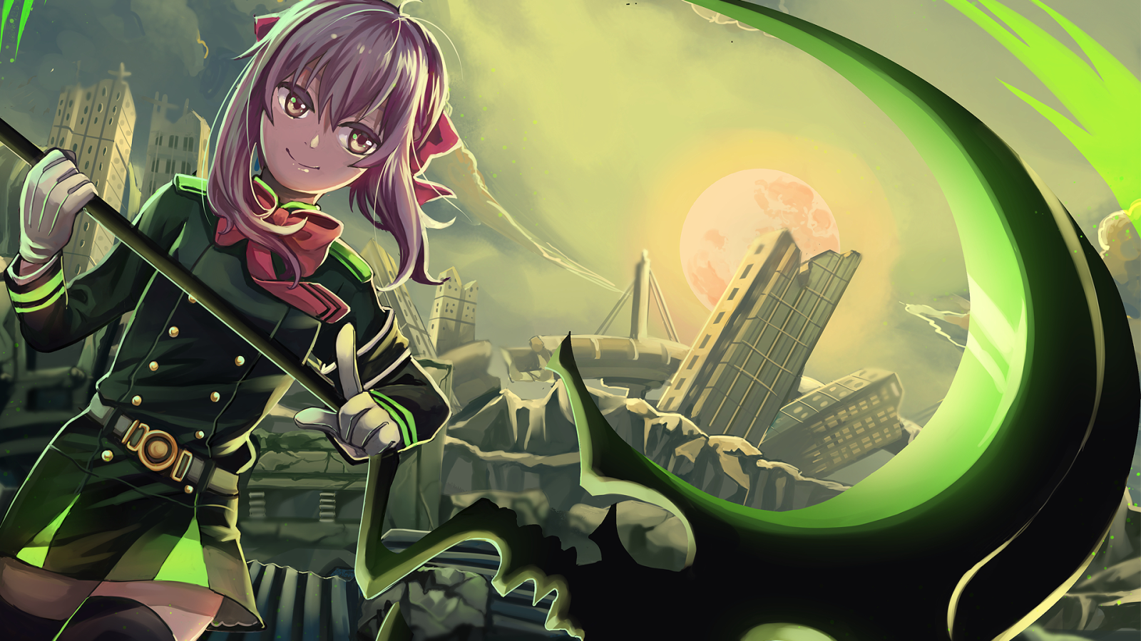 1920x1080 Shinoa Green Moon