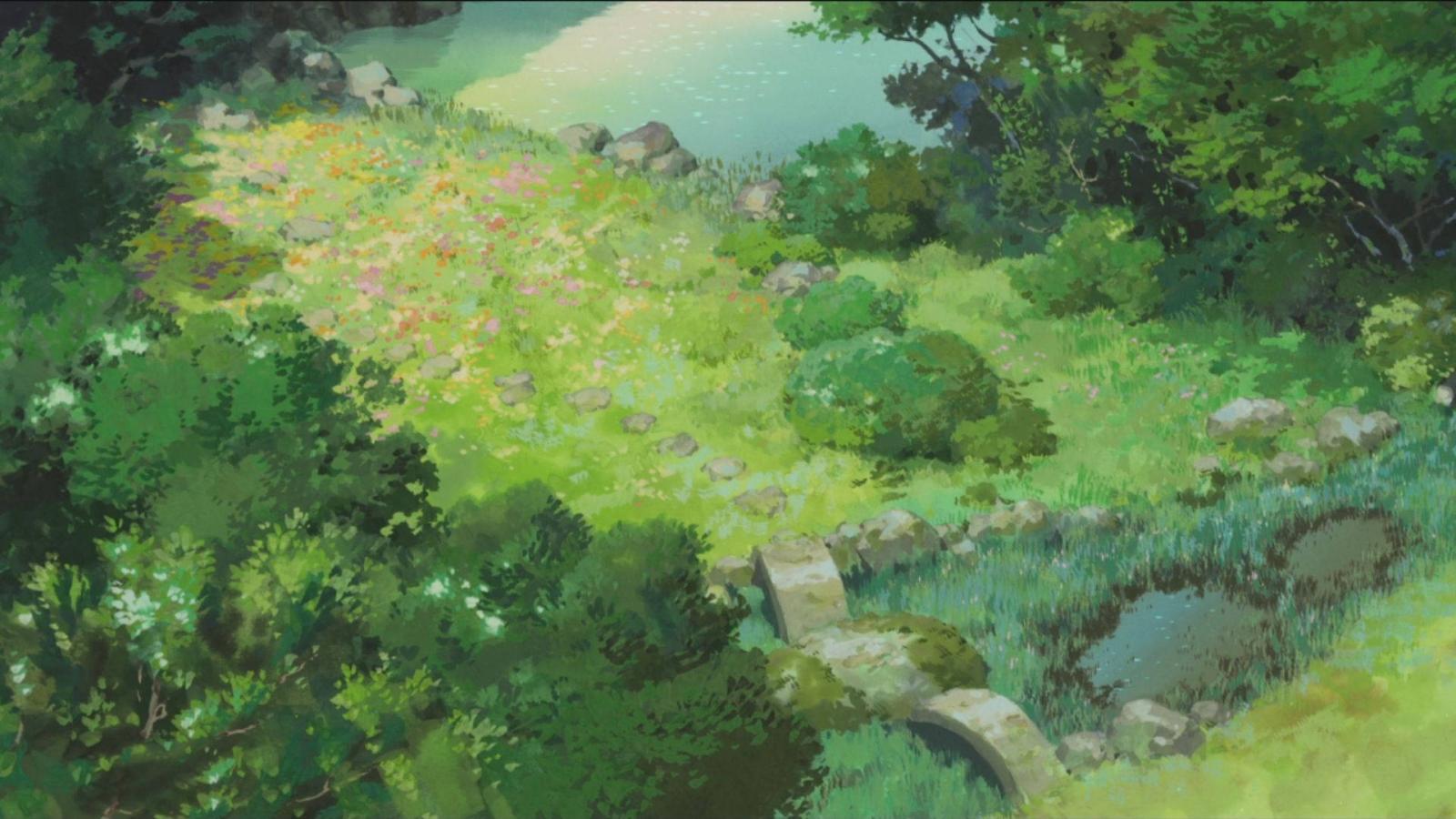 1920x1080 Download The Secret World Of Arrietty Garden Green Anime Aesthetic Wallpaper  | Wallpapers.com
