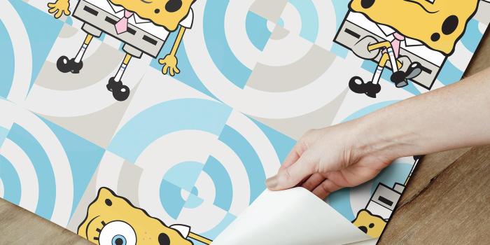 1800x1800 Roommates Spongebob Squarepants Funny Faces Peel And Stick Blue Wallpaper |  DecoratorsBest