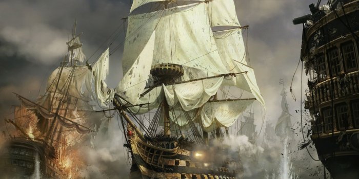 1920x1200 Sailing ships in the battle wallpaper - Fantasy wallpapers - #54244