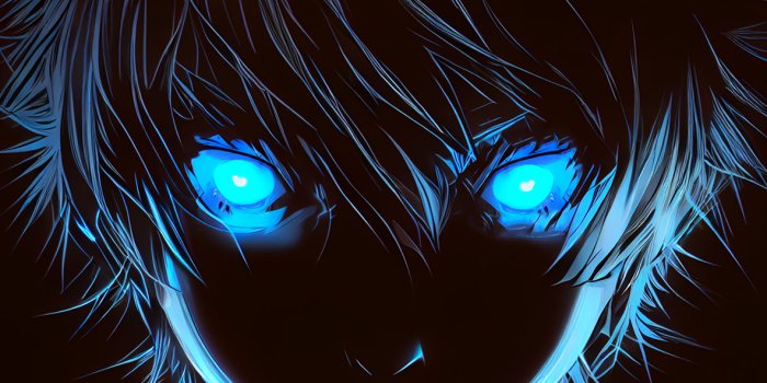 1183x2560 Boy with Blue Glowing Eyes Anime