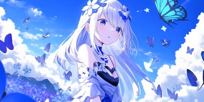 2560x2560 Teen Wallpaper 4K, Anime girl, Dream, Butterflies