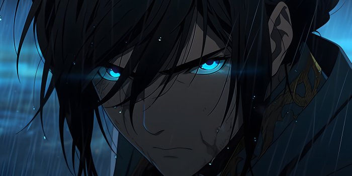 1536x864 Anime Boy with Glowing Eyes Desktop