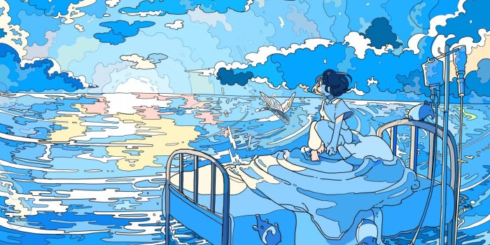 1366x768 Aesthetic Blue Anime Wallpapers