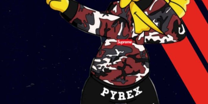 1080x1920 Download Supreme Bart Simpson Red Art Wallpaper | Wallpapers.com