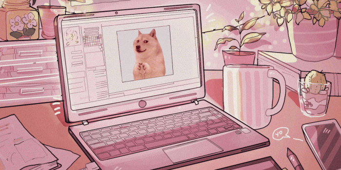 1280x960 Pink laptop wallpaper edit with a cute blushing doge : r/dogelore