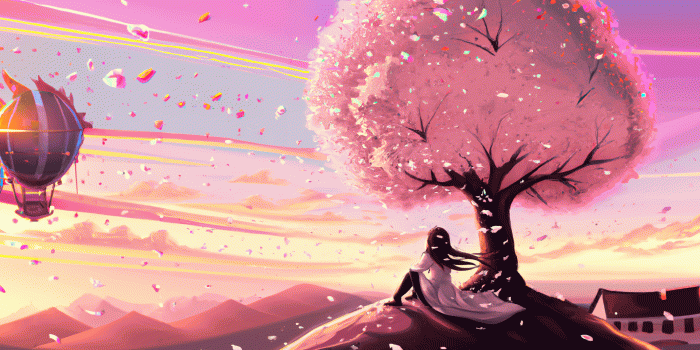3440x1440 I outpainted a 3440x1440 ultrawide wallpaper of a girl sitting under a  blooming sakura tree at the top of a mountain : r/dalle2