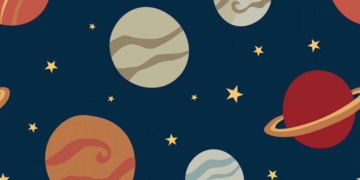 1000x1000 Playful Planets Wallpaper in Warm Tones