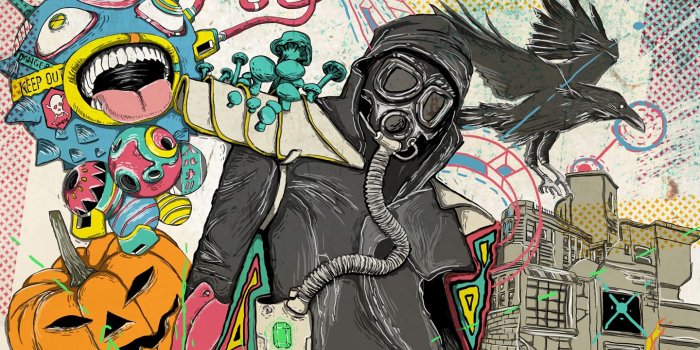 1440x900 wallpaper 1440x900 gas mask, man, art