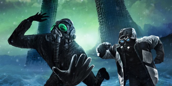 1920x1200 Running away with gas masks wallpaper