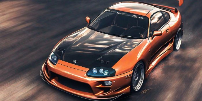1024x1024 toyota supra mk4, drifting, retro vibe
