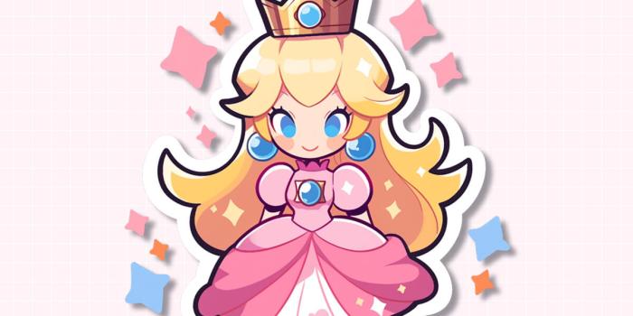 1199x800 Cute Princess Peach Mario PNG Sticker