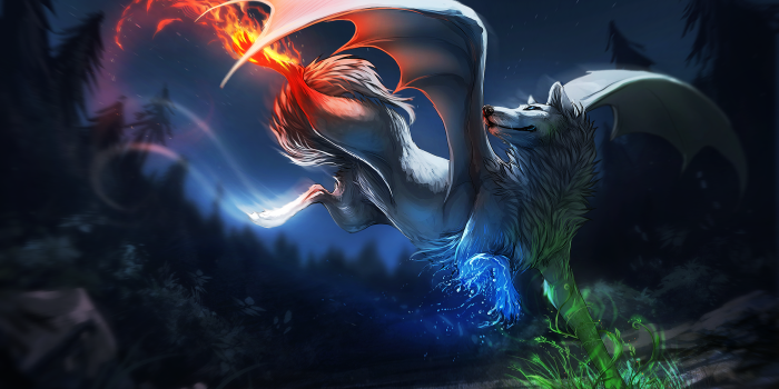 2100x1400 The four elements in a wolf by Whiluna