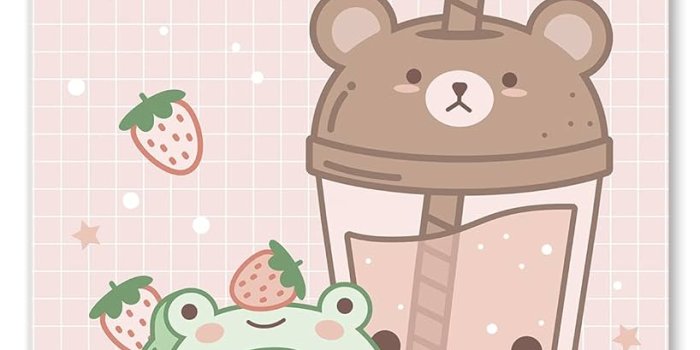 818x1000 Frog Cake and Boba Tea Wall Art Print