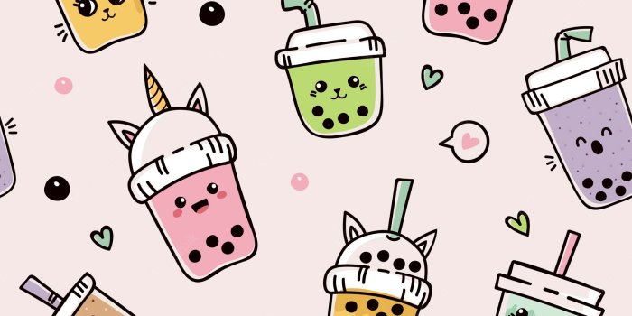 2000x2000 cute boba tea Wallpapers